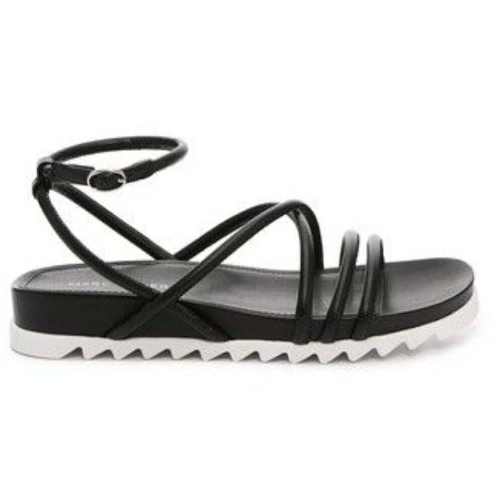 NWOT Marc Fisher Joylyn Strappy Black Sandals Flats Women's 8.5